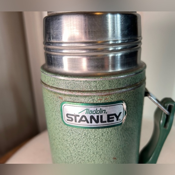 STANLEY Vintage Retro Green Stainless Steel Thermos with Handle Wide Mouth 24 oz - Picture 3 of 9